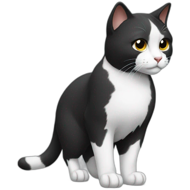 Black and white cat walking profile side emoji