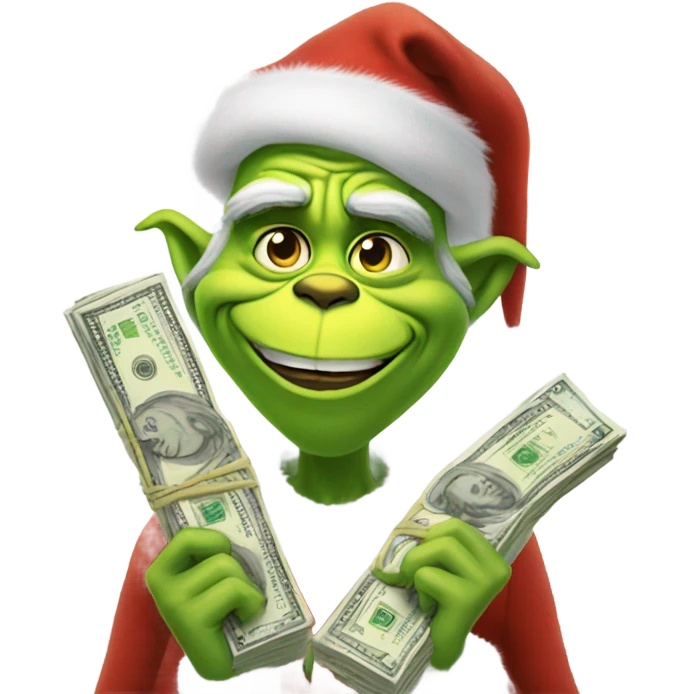 Grinch paying with money emoji