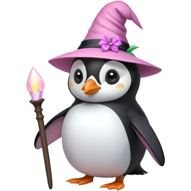 Penguin With Light Pink Witch Hat  emoji