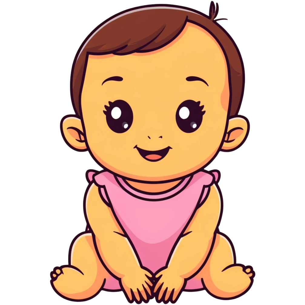 smiling baby girl with big eyes and medium skin tone emoji