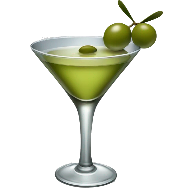 Martini with olives and a thin black bow around glass stem emoji