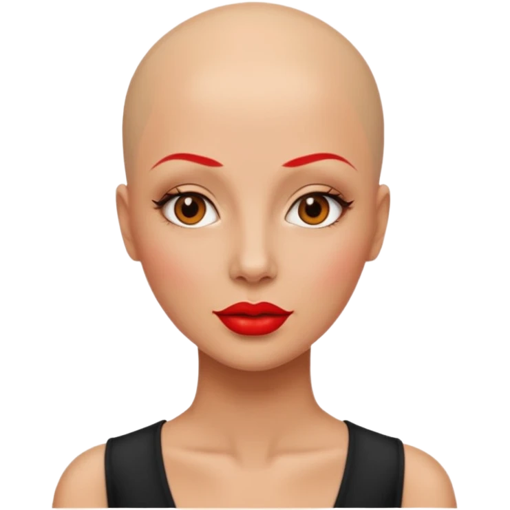 bald woman with red lips emoji