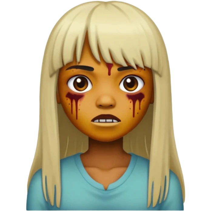 zumbi cabelo liso com franja e longo  emoji