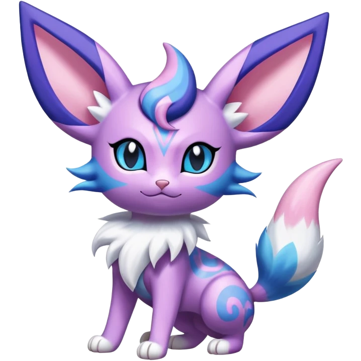 Shiny Exotic Cute Espeon-Sylveon-Purrloin-Meowstic-Hybrid-Creature with pattern-markings emoji