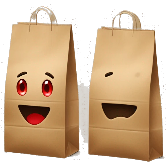 I need two shoping bags but its should be from brown paper, and on the bag written "Barbora" in red color, and dont need any invoice emoji