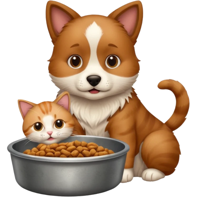 The dog is itching because of fleas, the cat is eating a lot of food from the bowl emoji
