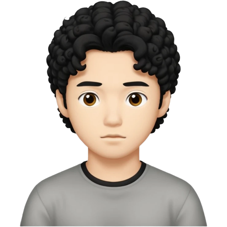 Wasian guy with black curly hair, inspired by Conan Gray emoji