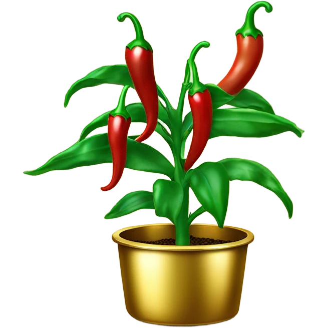 plant with red and green chili on in a gold pot emoji