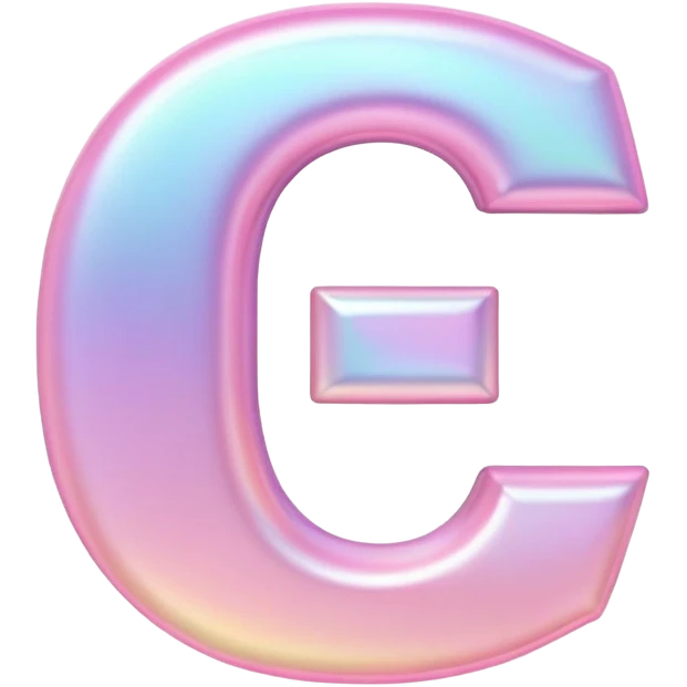Iridescent pastel pink Font setting icon with letter C emoji