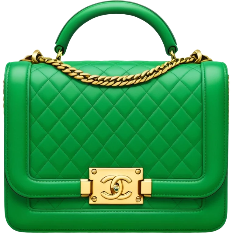 chanel le boy green bag gold hardware emoji