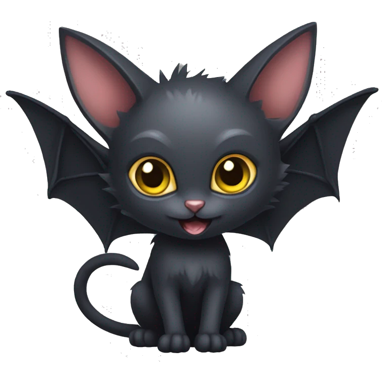 Black-Vampire-Batty-Lykoi-Cat-Fakémon-Cat With Bat-wings for ears emoji