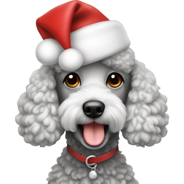 Poodle wearing santa hat emoji