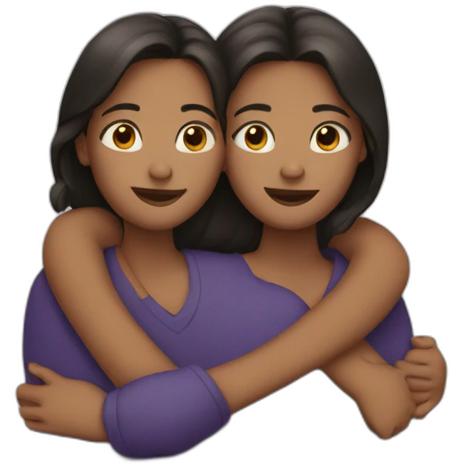 Two sisters hugging emoji