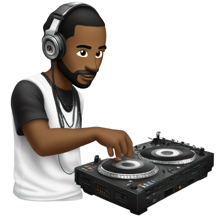 A white DJ playing music with Technics MK II 1200 emoji