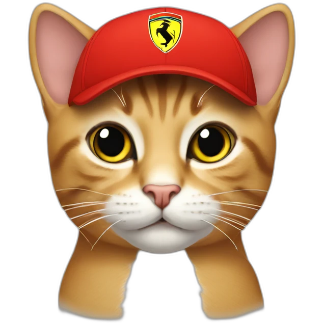  cat with f1 Ferrari red cap  emoji