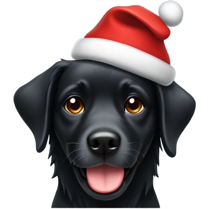 black dog with christmas hat emoji