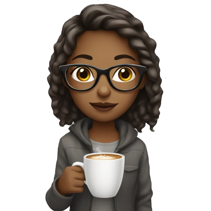 Girl with glasses drinking coffee emoji