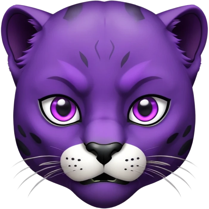 black panther with purple eyes, surprised face emoji