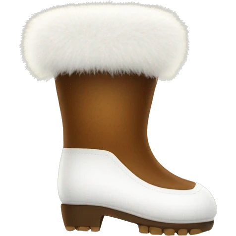 White fuzzy boot brown sole  emoji