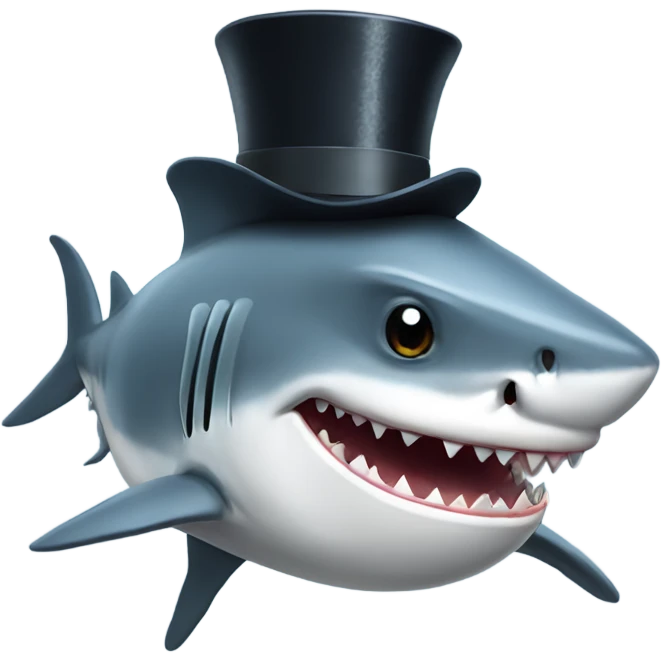 Shark with a top hat emoji
