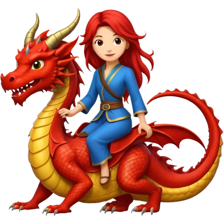  long hair woman on the dragon emoji