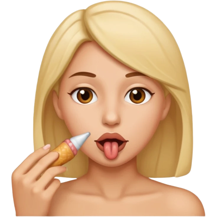A woman sucking a penis emoji