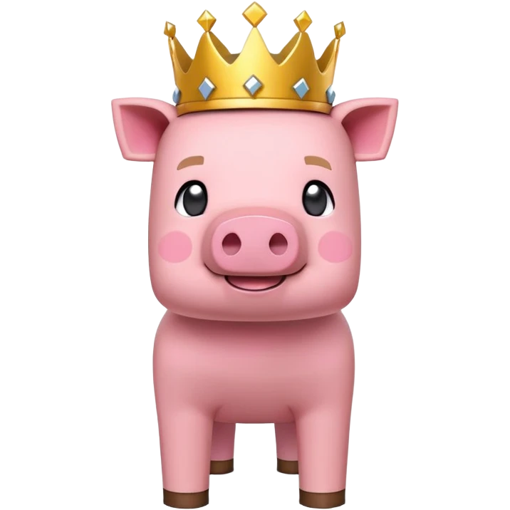 Minecraft pig full body pink blocky animal with square head wearing a crown emoji
