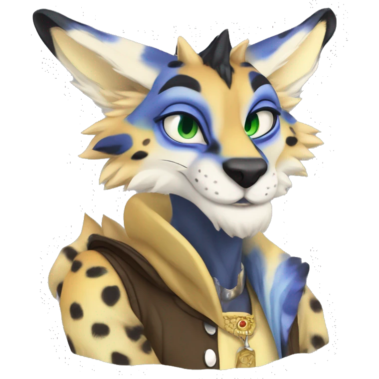 Anthro Epic Beautiful Handsome Pretty Colorful Sergal-Serval-Vernid full body emoji