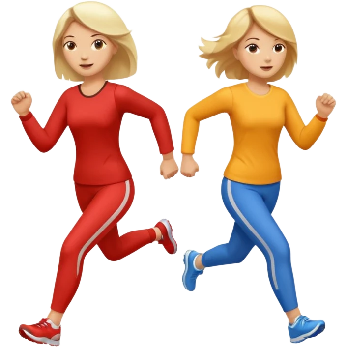 I want 2 women holding hands running in same direction, one is brunette, one is blonde emoji