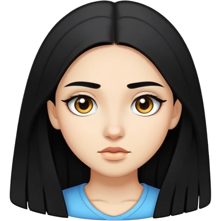 girl with light skin, long straight black hair, choni eyebrows, slanted eyes emoji