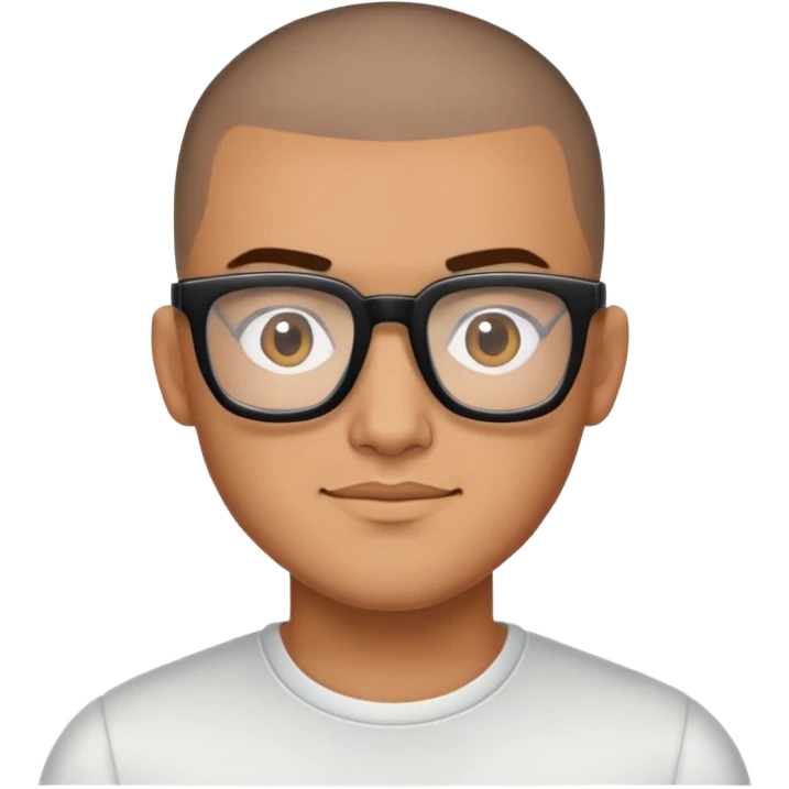 Buzz cut Latino with square glasses emoji