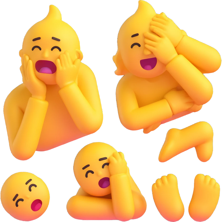 comical emoji showing a character overwhelmed, crying, fainting, and puking at once, dramatic and silly emoji