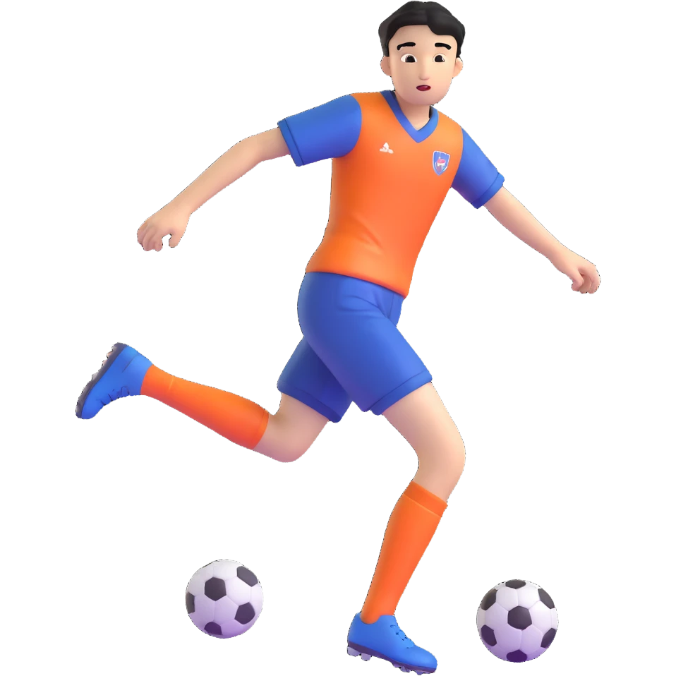 Japanese male high school student playing soccer in sports uniform emoji