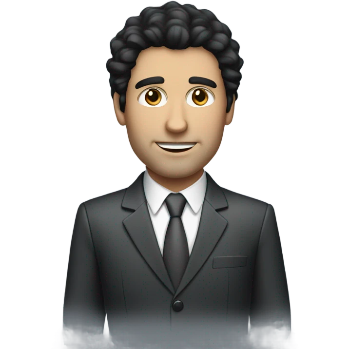 caucasian businessman black fluffy straight hair emoji