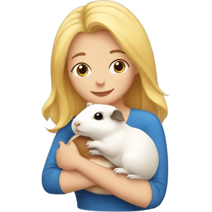 Blonde Woman hugging a guineapig emoji