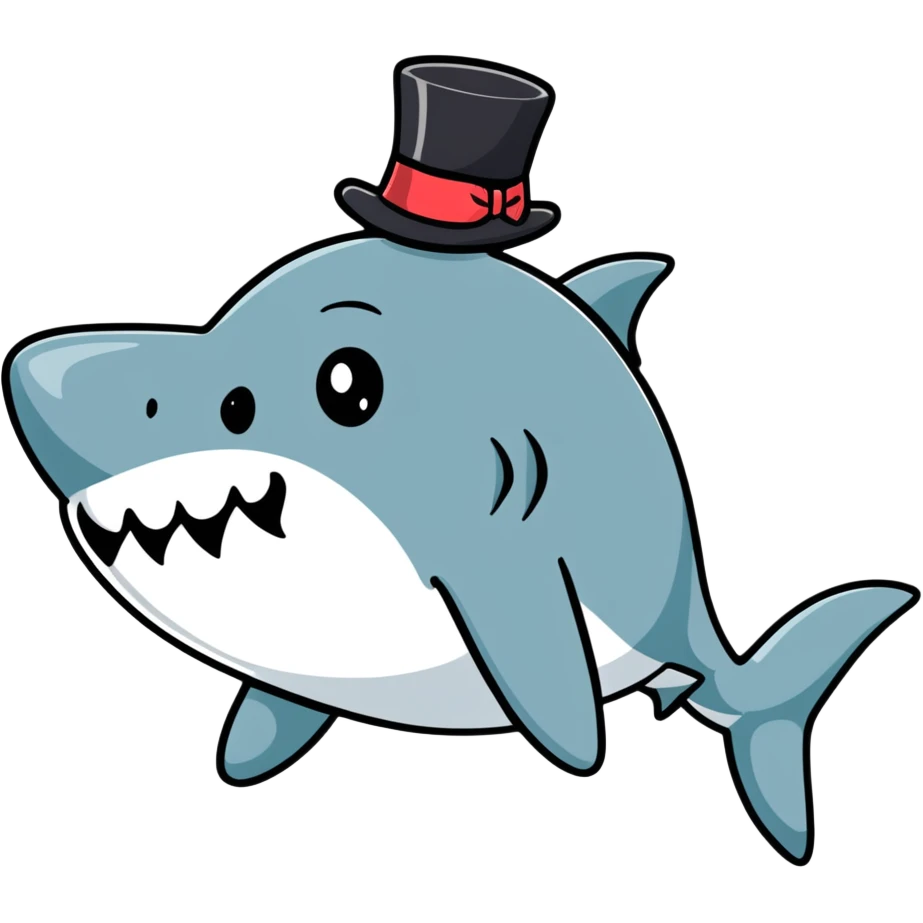 Shark with a top hat emoji