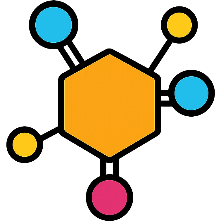 stylized caffeine molecule, energetic, modern icon emoji