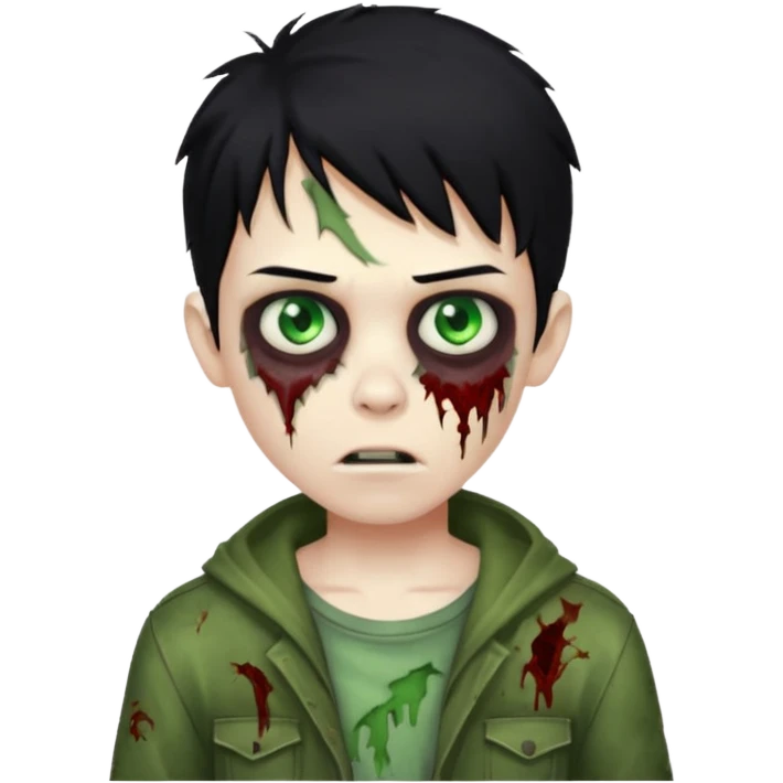 Boy zombie with black hair emoji