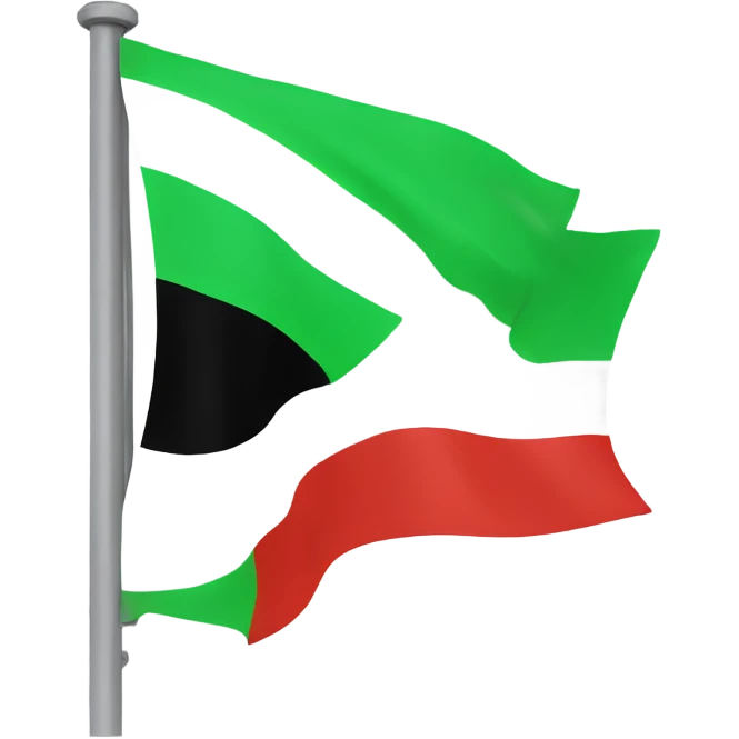 flag with 3 colors green, white and black. on the white color 3 red stars emoji