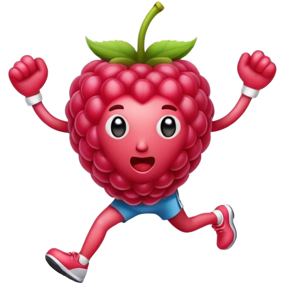 A raspberry does exercise emoji