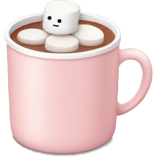 Light Pink mug of hot chocolate with marshmallows  emoji