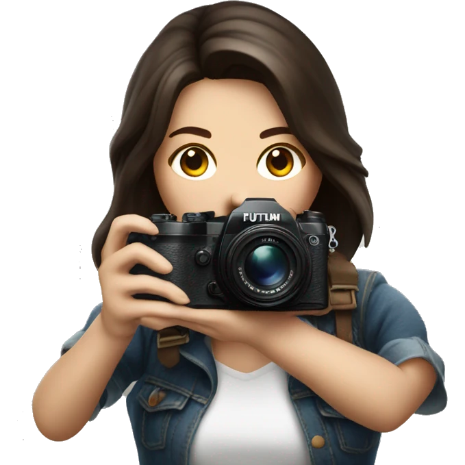 woman photographer fujifilm camera taking photo brunette emoji