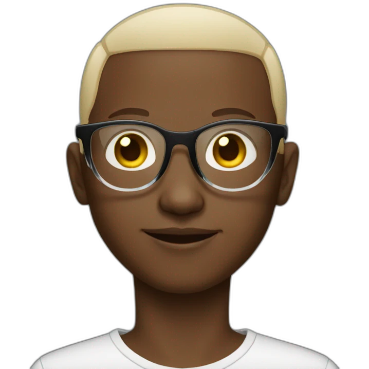 somalian boy  and shaved hair with transparent glasses emoji