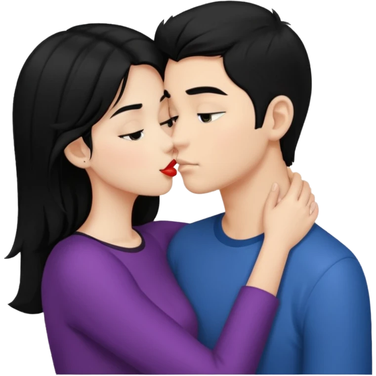 kiss a girl and boy from black hair  emoji