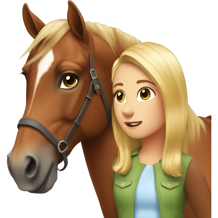 chestnut horse with blonde girl emoji