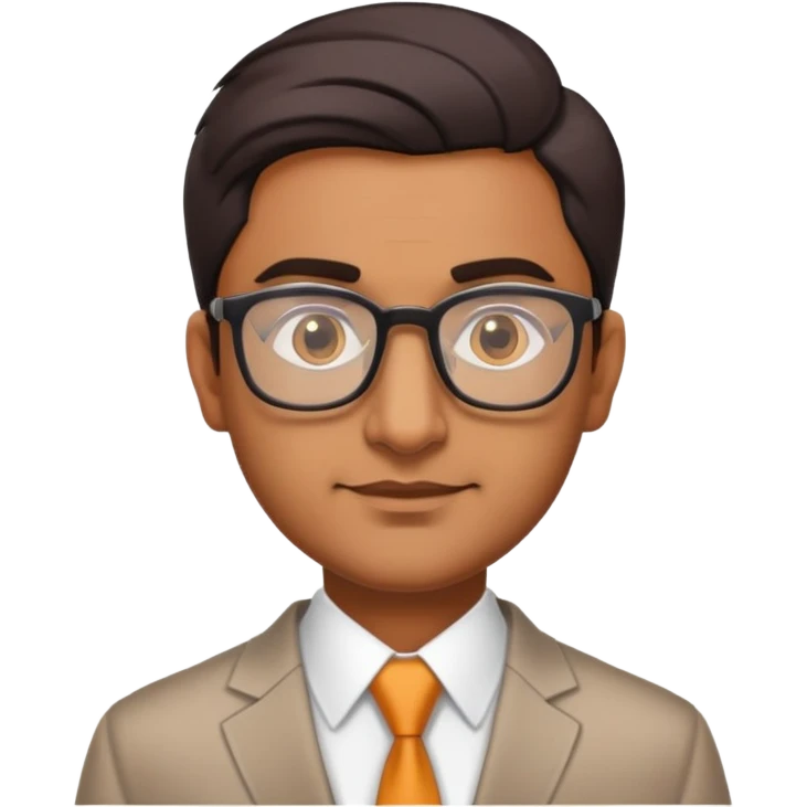 Indian finance bro with glasses, business attire, confident expression emoji