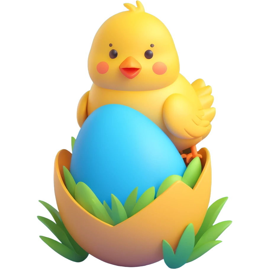 Cute yellow chick hatching from Easter egg emoji
