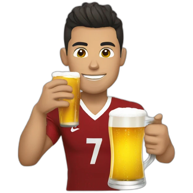 Cristiano Ronaldo with beer emoji