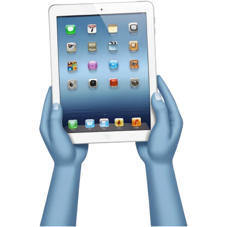 2 hands holding an ipad, no arms emoji