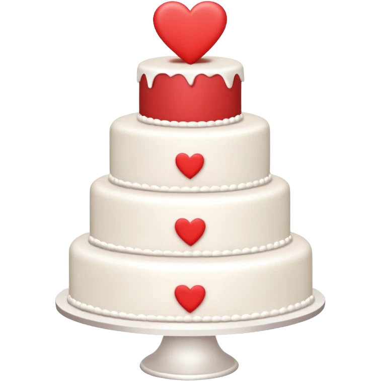 white wedding cake with two tiers and hearts emoji